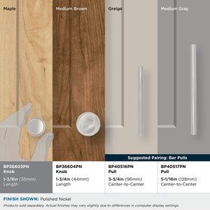 Amerock Cabinet Knob Polished Nickel 1-3/8 inch (35 mm) Diameter Oberon 1 Pack Drawer Knob Cabinet Hardware
