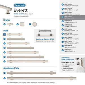 Amerock Corp BP37103G10 Everett Pull, 3 in (76 mm) Center-to-Center, Satin Nickel