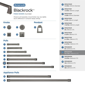 Amerock BP55283GM Gunmetal Cabinet Pull 10-1/16 in (256 mm) Center-to-Center Cabinet Handle Blackrock Drawer Pull Kitchen Cabinet Handle Furniture Hardware