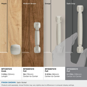 Amerock Cabinet Pull Satin Nickel 5-1/16 inch (128 mm) Center-to-Center Stature 1 Pack Drawer Pull Cabinet Handle Cabinet Hardware