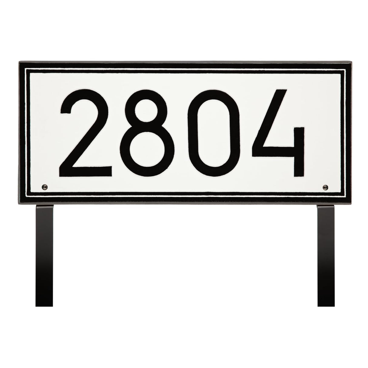 Whitehall 3906WH - Double Line Modern Font Rectangle Plaque, Estate Lawn 1-line