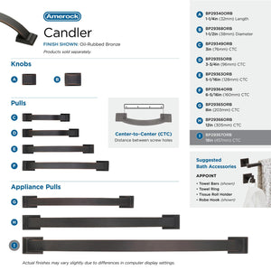 Amerock Appliance Pull Oil Rubbed Bronze 18 inch (457 mm) Center to Center Candler 1 Pack Drawer Pull Drawer Handle Cabinet Hardware