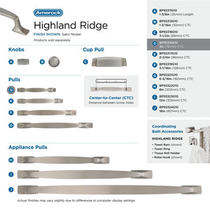 Amerock Cabinet Pull Satin Nickel 3 inch (76 mm) Center to Center Highland Ridge 1 Pack Drawer Pull Drawer Handle Cabinet Hardware