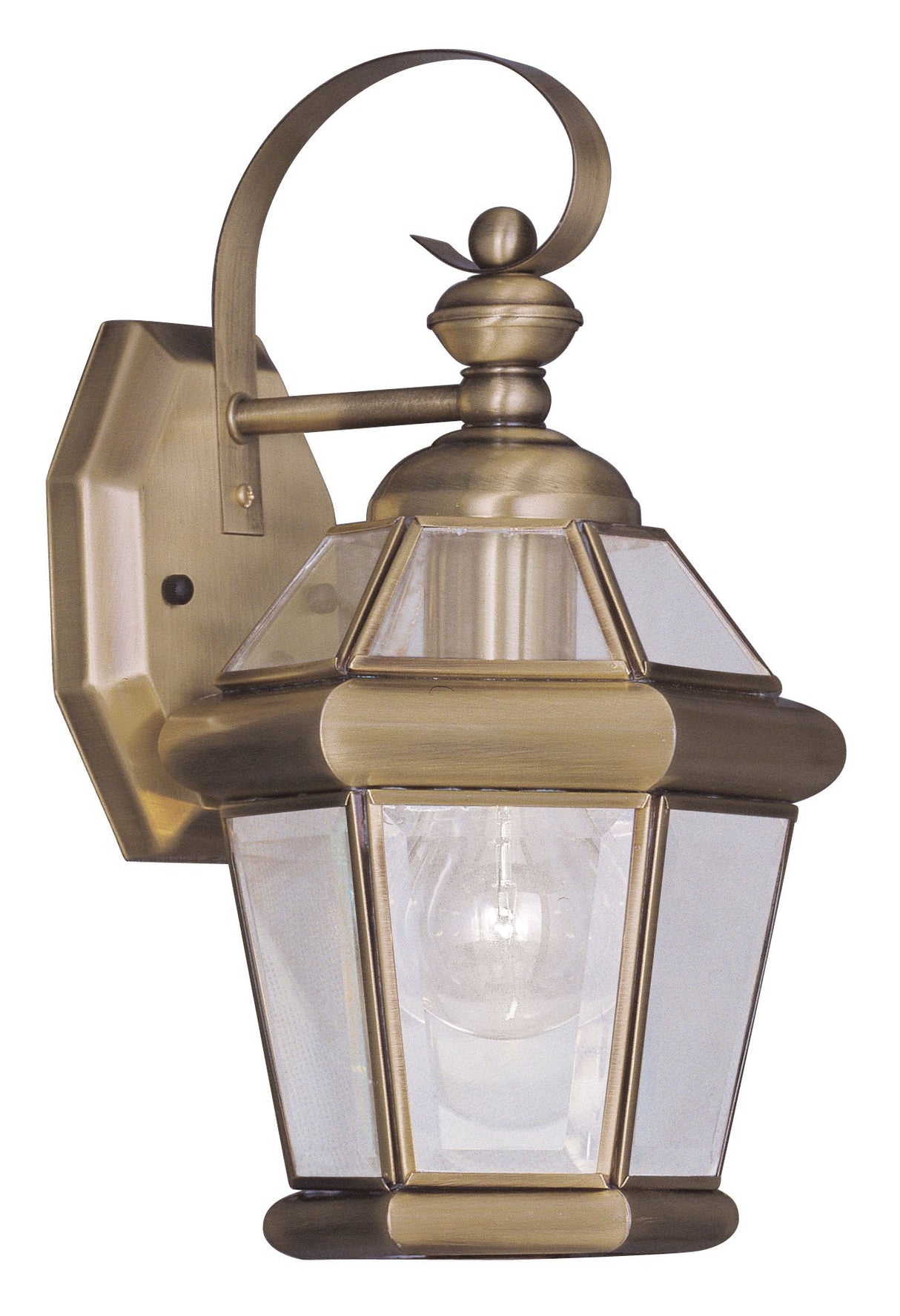 Livex Lighting 2061-01 Outdoor Wall Lantern with Clear Flat Glass Shades, Antique Brass