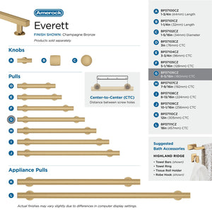 Amerock Corp BP37106CZ Everett Pull, 6-5/16 in (160 mm) Center-to-Center, Champagne Bronze