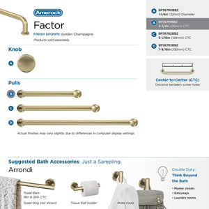Amerock Cabinet Pull Golden Champagne 3-3/4 in (96 mm) Center-to-Center Drawer Pull |Factor Kitchen and Bath Hardware Furniture Hardware