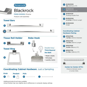 Amerock BH3600426 Chrome Towel Bar 24 in (610 mm) Towel Rack Blackrock Bathroom Towel Holder Bathroom Hardware Bath Accessories Hand Towel Holder