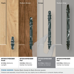 Amerock BP36649MBKBBR Carrione Cabinet Pull, 5-1/16 in (128 mm) Center-to-Center, Marble Black/Black Bronze