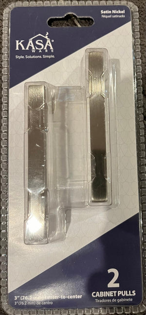 KasaWare K7063SN-2 3-3/8" Overall Length Square Bar Pull, 2-pack