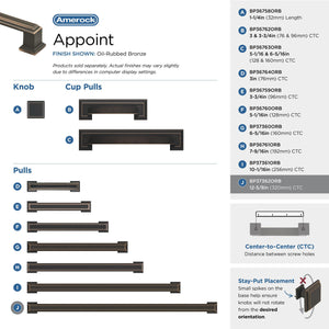 Amerock BP37362ORB Oil Rubbed Bronze Cabinet Pull 12-5/8 in (320 mm) Center-to-Center Cabinet Handle Appoint Drawer Pull Kitchen Cabinet Handle Furniture Hardware
