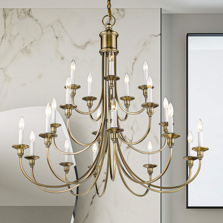 Livex Lighting 5140-01 Traditional 20 Light Foyer Chandelier from Cranford Collection Finish, Antique Brass