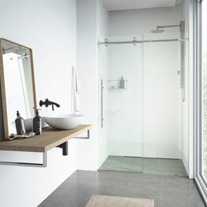 VIGO Adjustable 64-68" W x 76" H Elan E-Class Frameless Sliding Rectangle Shower Door with Clear Tempered Glass, Reversible Door Handle and Stainless Steel Hardware in Chrome-VG6021CHCL6876
