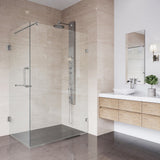 VIGO VG6012BNCL36 34.0" -46.0" W -73.38" H Frameless Hinged Rectangle Shower Enclosure with Clear 0.38" Tempered Glass and Stainless Steel Hardware in Brushed Nickel Finish with Reversible Handle