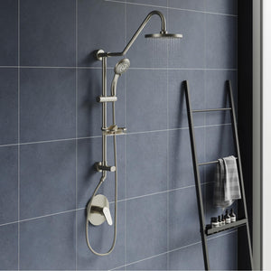 PULSE ShowerSpas 1011-BN-1.8GPM Kauai III Shower System with 8" Rain Showerhead, 5-Function Hand Shower, Adjustable Slide Bar and Soap Dish, Brushed Nickel, 1.8 GPM