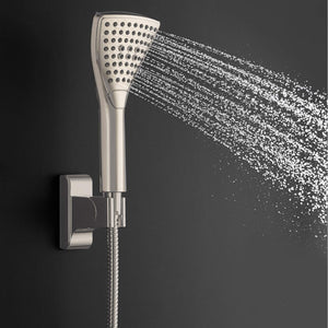 PULSE ShowerSpas 1056-BN PowerShot Shower System with Air-Infused Curved 8" Multi-Pattern Showerhead and 3-Function Hand Shower, Brushed Nickel Finish