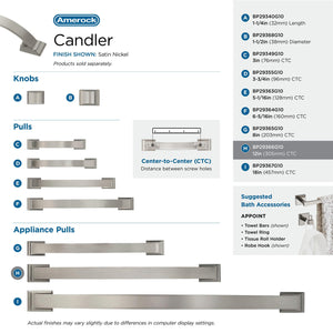 Amerock Appliance Pull Satin Nickel 12 inch (305 mm) Center to Center Candler 1 Pack Drawer Pull Drawer Handle Cabinet Hardware