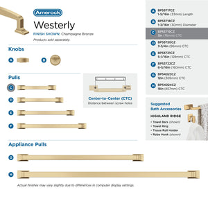 Amerock Cabinet Pull Champagne Bronze 3 in (76 mm) Center-to-Center Drawer Pull Westerly Kitchen and Bath Hardware Furniture Hardware