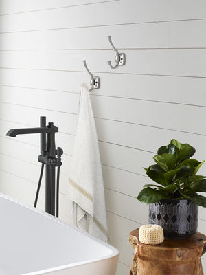 Amerock H3700226 Kinsale Double Prong Decorative Wall Hook Polished Chrome Hook for Coats, Hats, Backpacks, Bags Hooks for Bathroom, Bedroom, Closet, Entryway, Laundry Room, Office