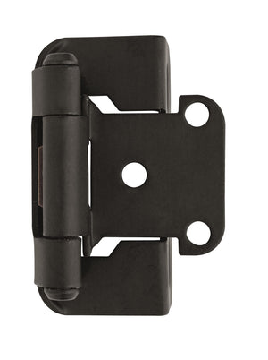 Amerock Cabinet Hinge 1/2 inch (13 mm) Overlay Hinge Matte Black 2 Pack Self-Closing Hinge Partial Wrap Hinge Cabinet Door Hinge