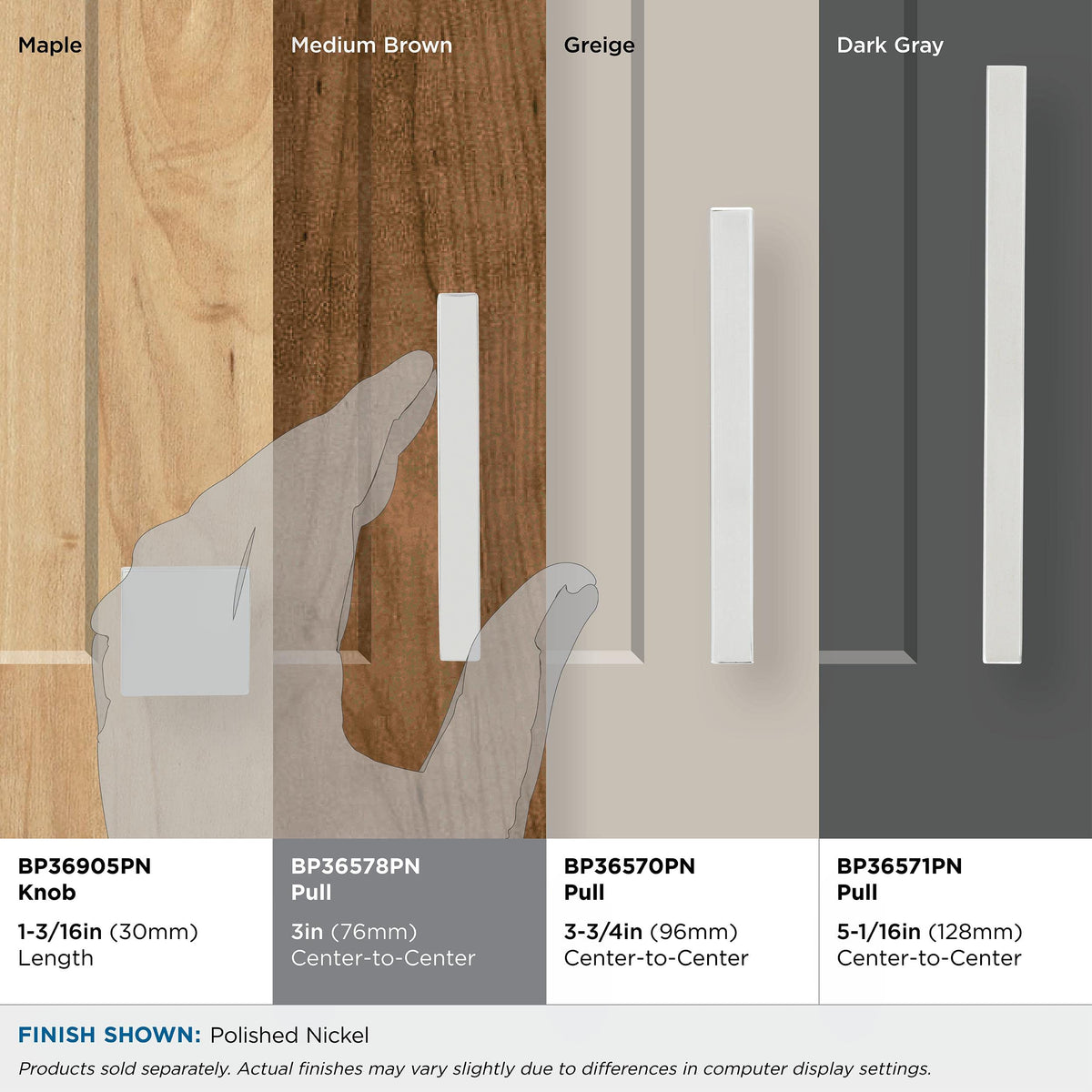Amerock Cabinet Pull Polished Nickel 3 inch (76 mm) Center to Center Monument 1 Pack Drawer Pull Drawer Handle Cabinet Hardware