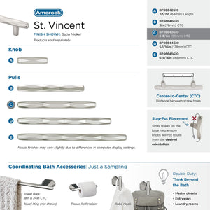 Amerock Cabinet Pull Satin Nickel 3-3/4 inch (96 mm) Center to Center St. Vincent 1 Pack Drawer Pull Drawer Handle Cabinet Hardware