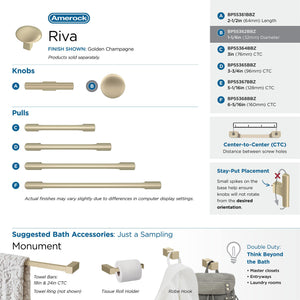 Amerock Cabinet Knob Golden Champagne 1-1/4 inch (32 mm) Diameter Riva 1 Pack Drawer Knob Cabinet Hardware