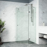 VIGO VG6061CHCL42 40.0" -40.0" W -73.75" H Frameless Hinged Neo-angle Shower Enclosure with Clear 0.38" Tempered Glass and Stainless Steel Hardware in Chrome Finish with Reversible Handle