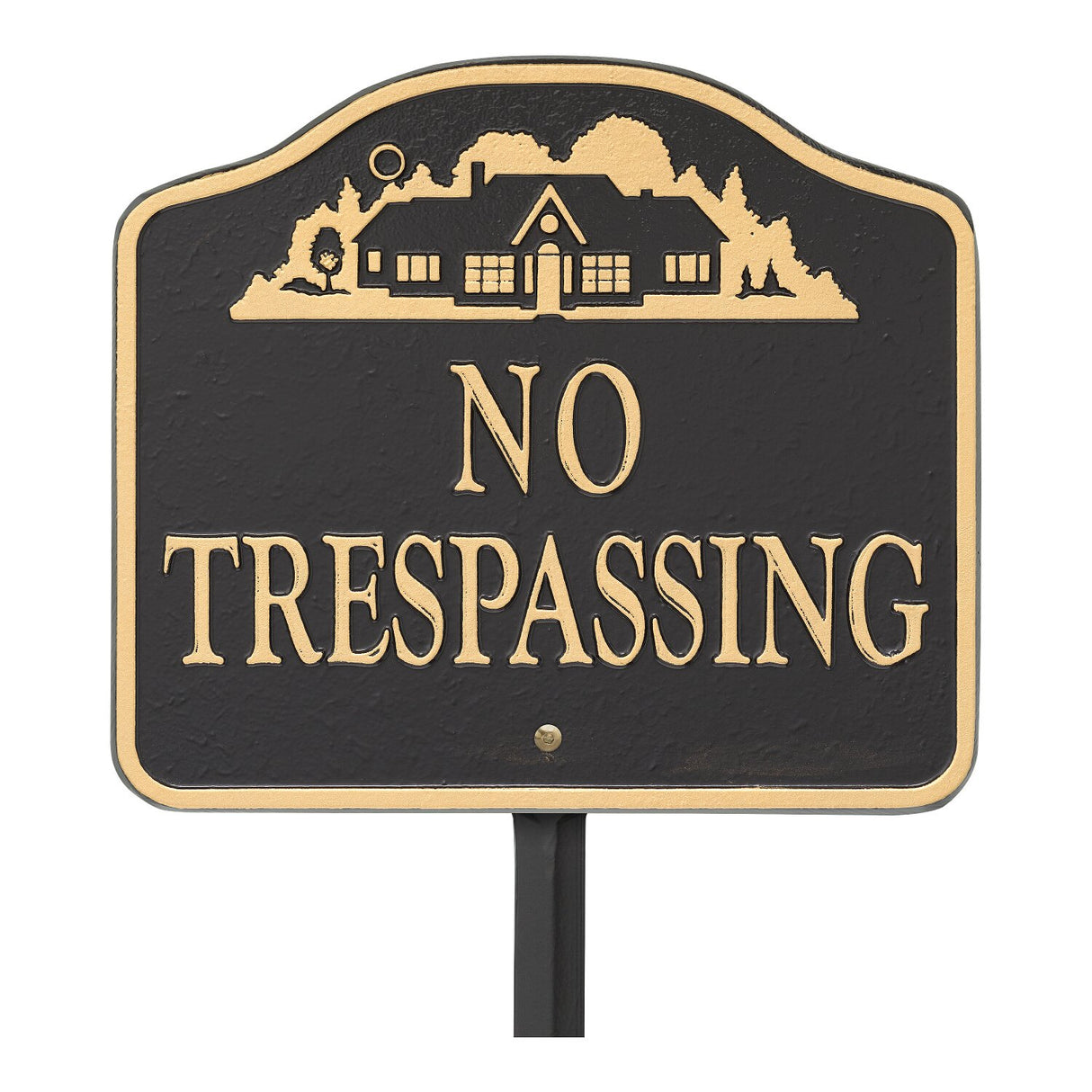Whitehall 14131 - No Trespassing Sign, Cast Aluminum - Wall Or Lawn Mounting