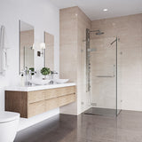 VIGO 36 in. x 48 in. x 79 in. Monteray Frameless Hinged Rectangle Shower Enclosure with Clear 0.38" Tempered Glass and Hardware in Brushed Nickel Finish with Left Handle and Base - VG6011BNCL36WR