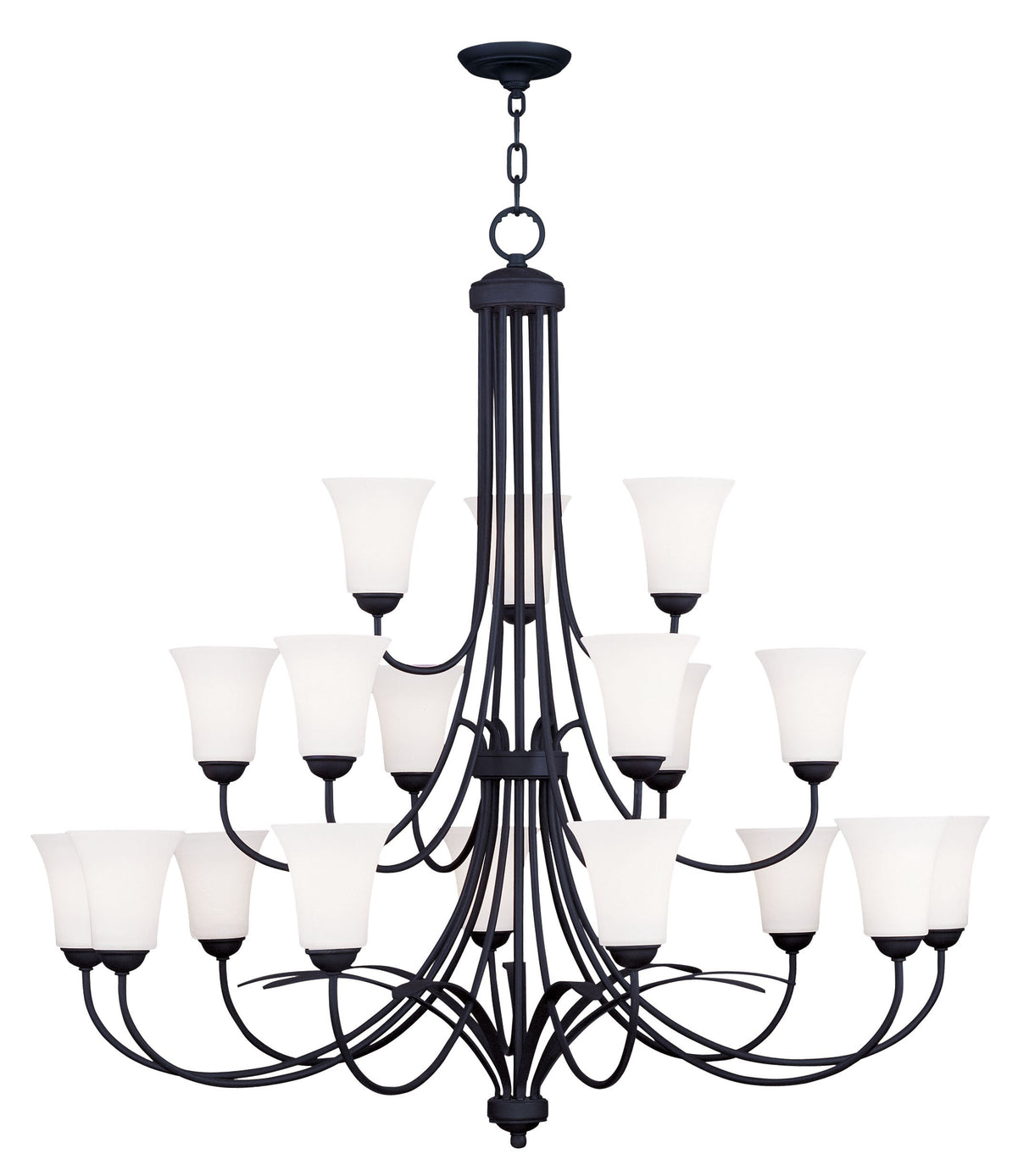 Livex Lighting 6479-04 Transitional 18 Light Chandelier from Ridgedale Collection in Black Finish