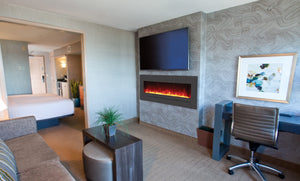 Amantii WM-FML-48-5523-STL Wall Mount / Flush Mount - 48" Electric Fireplace with a Steel Surround and Glass Media