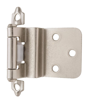 Amerock Cabinet Hinge 3/8 inch (10 mm) Inset Hinge Satin Nickel 2 Pack Self-Closing Hinge Face Mount Hinge Cabinet Door Hinge
