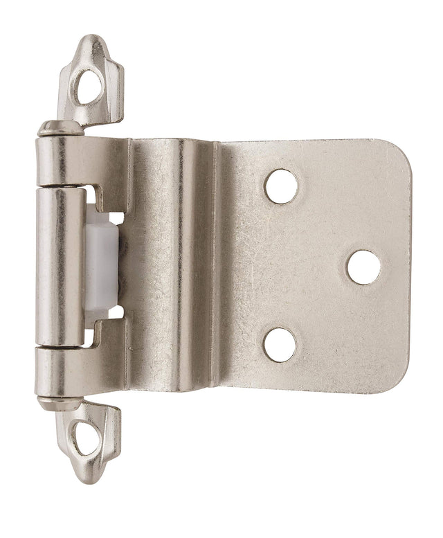 Amerock Cabinet Hinge 3/8 inch (10 mm) Inset Hinge Satin Nickel 10 Pack Self-Closing Hinge Face Mount Hinge Cabinet Door Hinge