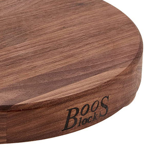John Boos WAL-B12R Walnut Wood Cutting Board for Kitchen Prep, 12 Inch in Diameter, 1.5 Thick Edge Grain Round Charcuterie Block with Wooden Bun Feet 12DIAX1.5 WAL-EDGE GR WAL BUN FEET