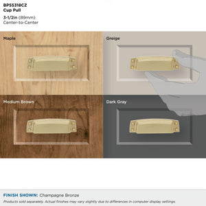 Amerock Cabinet Cup Pull Champagne Bronze 3-1/2 inch (89 mm) Center to Center Highland Ridge 1 Pack Drawer Pull Drawer Handle Cabinet Hardware