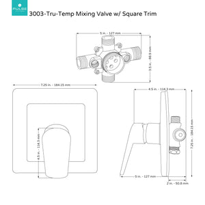 PULSE ShowerSpas 3003-RIV-PB-ORB Tru-Temp Mixing Valve, Pressure Balance Rough-In Valve Trim Kit, Square, 1/2" NPT, Oil-Rubbed Bronze