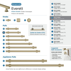 Amerock BP37104BBZ Everett 3-3/4 in (96 mm) Center-to-Center Golden Champagne Cabinet Pull Kitchen Cabinet Hardware Furniture Hardware Bathroom Drawer Handle