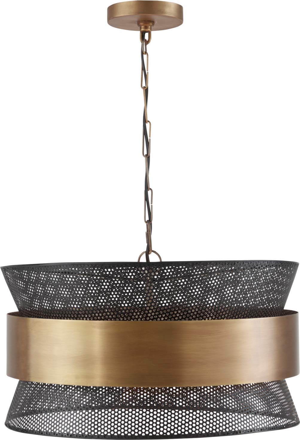 Capital Lighting 330447PK Loren 4 Light Pendant Patinaed Brass and Black