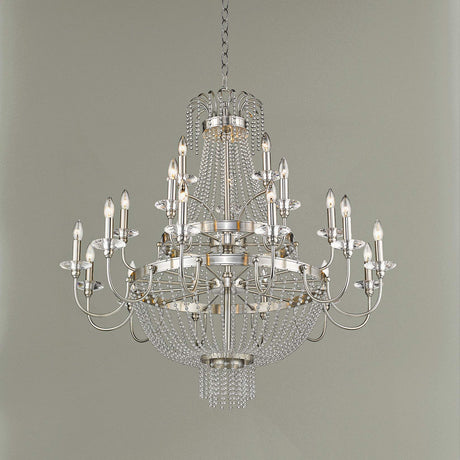 Livex Lighting 51877-91 Crystal 21 Light Foyer Chandelier from Valentina Collection in Pwt, Nckl, B/S, Slvr. Finish, Brushed Nickel