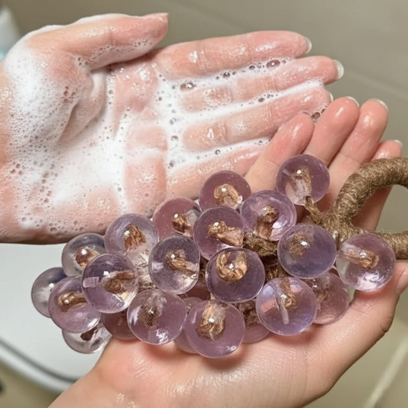 Soap on a Rope! - Purple Grape Cluster Hanging Accent - Artisan-Style Decorative Bathroom & Closet Decor