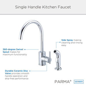 Gerber D401058 Chrome Parma Single Handle Kitchen Faucet