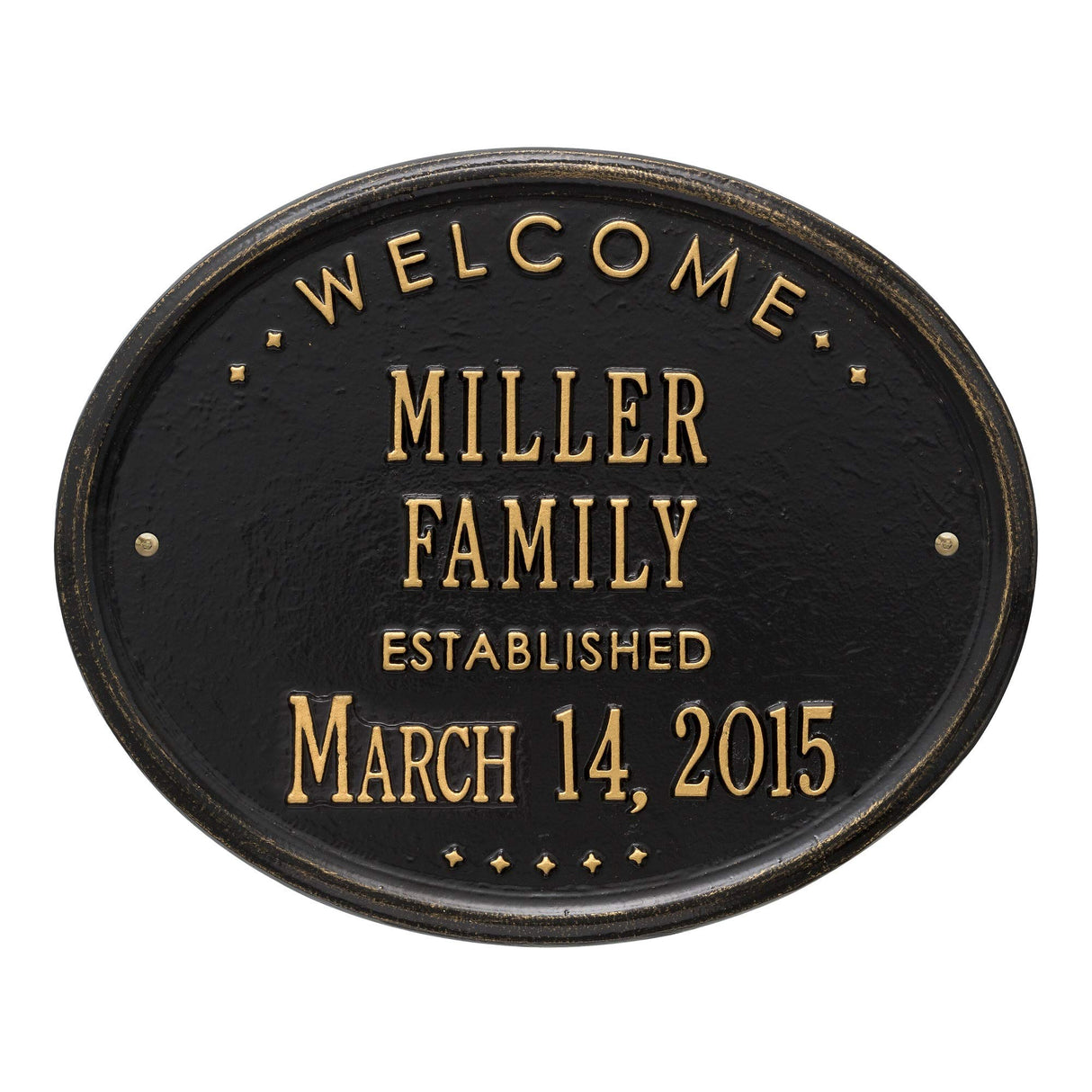 Whitehall 1398BG - Welcome Oval "Family" Established - Standard Wall - Two Line - Black/Gold