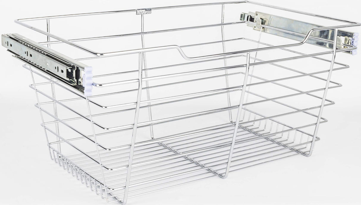 Hardware Resources POB1-162311CH Chrome Closet Pullout Basket with Slides 16"D x 23"W x 11"H