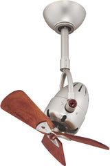 Matthews Fan DI-BN-WD Diane oscillating ceiling fan in Brushed Nickel finish with solid mahogany tone wood blades.