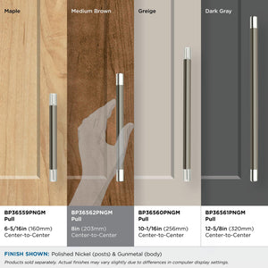 Amerock BP36562PNGM Esquire Cabinet Pull, 8in (203mm) Center-to-Center, Polished Nickel/Gunmetal