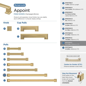 Amerock BP37361CZ Champagne Bronze Cabinet Pull 10-1/16 in (256 mm) Center-to-Center Cabinet Handle Appoint Drawer Pull Kitchen Cabinet Handle Furniture Hardware