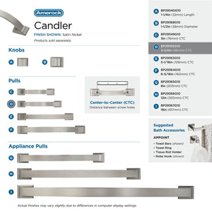 Amerock Cabinet Pull Satin Nickel 3-3/4 inch (96 mm) Center to Center Candler 1 Pack Drawer Pull Drawer Handle Cabinet Hardware