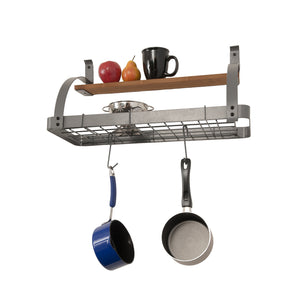 Enclume MPE-15 GY Bookshelf Wall Rack w/Wood Shelf & 8 Hooks GY