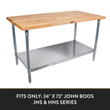 John Boos ESSK8-2472 Stainless Steel Additional/Add-On Work Table Lower Shelf/Undershelf (Shelf Only), 72"L x 24"W