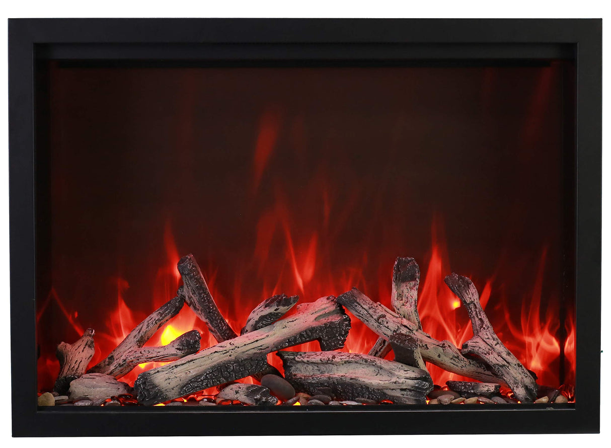 Amantii TRD-44 Traditional Smart Electric 44" Indoor / Outdoor WiFi Enabled Insert, Featuring a Multi Function Remote Control, Multi Flame Speeds, and Two 10 Piece Birch Log Sets